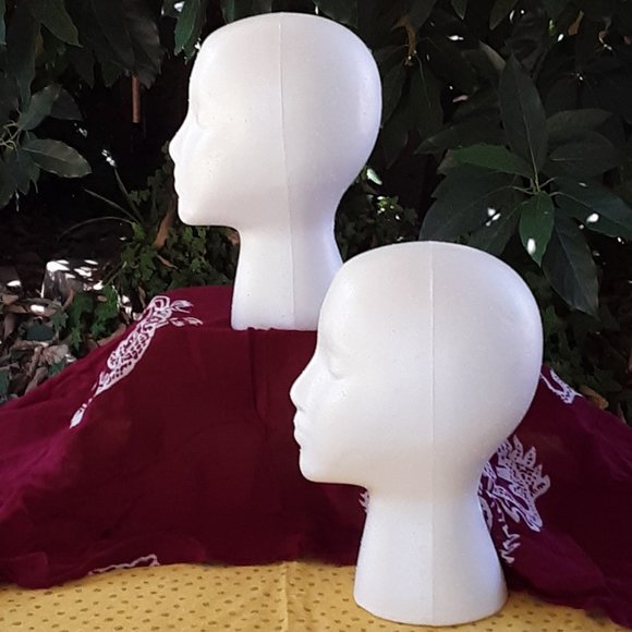 Styrofoam Heads Set of 2 Wigs Beauty Mannequin Dolls Crafts Display No Bundling - Picture 8 of 16